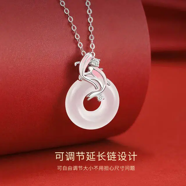 【S999足银|甄选高品质】 金师傅 锦鲤平安扣 学业事业顺利上岸转运 水逆退散新中式气质优雅小众高级#好运 玻璃猫眼 项链 女款