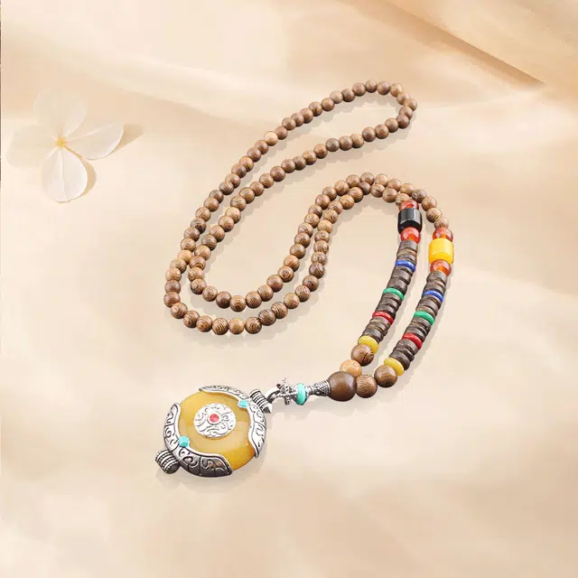 【吉祥如意|甄选高品质】 金师傅 藏式平安福 福财运亨通 复古民族特色长款挂件小众文玩气质百搭高级#好运 鸡翅木 项链 男女同款情侣款
