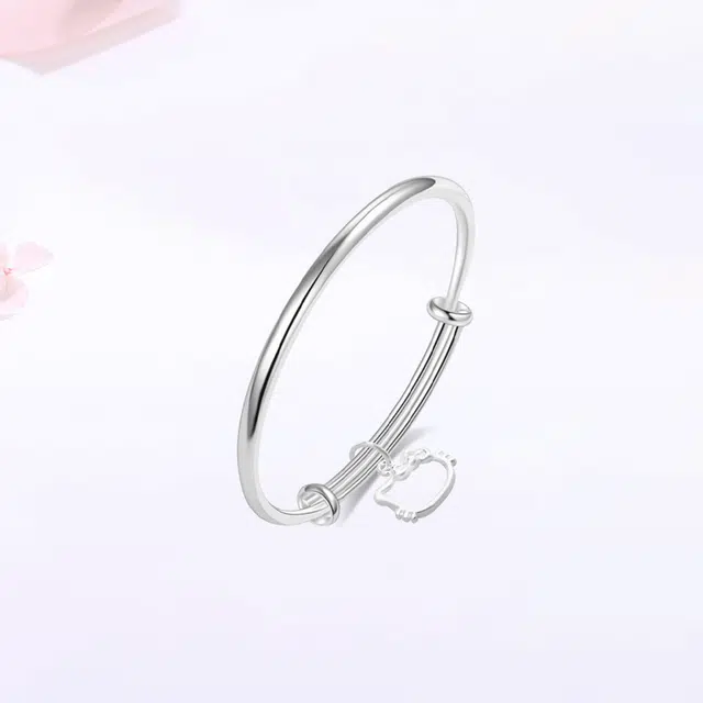 【S999足银|精选高品质】 金师傅 素圈猫咪 吉祥如意福气满满 萌趣创意招财猫 新中式国潮小众轻奢高级 气质甜美可爱百搭 可调节手镯 女款