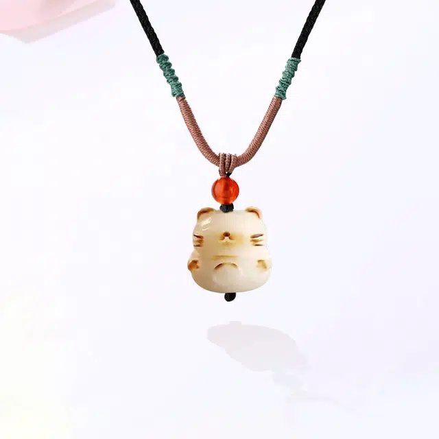 【招财猫|甄选高品质】 金师傅 炭烧猫咪吊坠 萌趣可爱创意独特 新中式小众简约高级日常小清新时尚气质#好运 菩提根 项链 男女同款情侣款