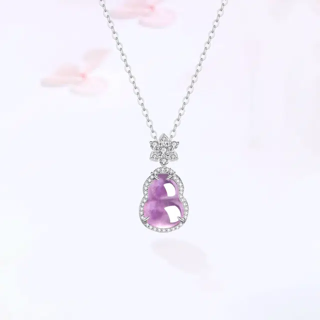 【甄选高品质】 金师傅 福禄葫芦吊坠 招财纳福 满钻爆闪时尚精致清冷感贵气千金风小众轻奢高级简约百搭#好运 紫水晶 项链 女款