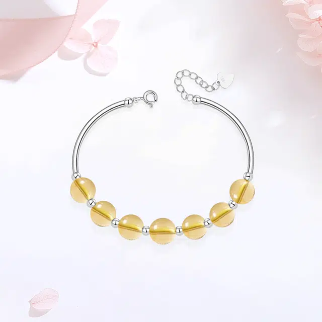 【S925银|精选高品质】 金师傅 时来运转半镯手饰 时尚精致小清新甜美气质清冷简约百搭日常 小众轻奢设计高级#好运 黄水晶 手链 女款