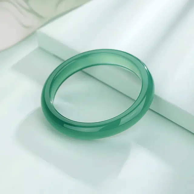 【精选特级高品质】 金师傅 远山黛油青 新中式江南温婉润玉卿卿可人 汉服旗袍国风古典雅韵百搭轻奢宫廷风#好运 玉髓 手镯 女款