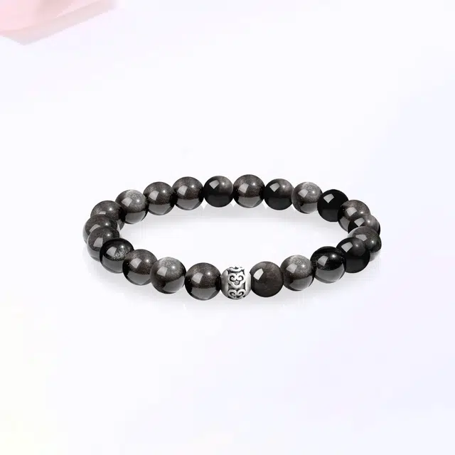 【S999足银|精选高品质】 金师傅 时来运转 财运亨通 新中式国潮招财纳福 时尚简约百搭气质小众高级#好运 黑曜石 手串 男女同款情侣款