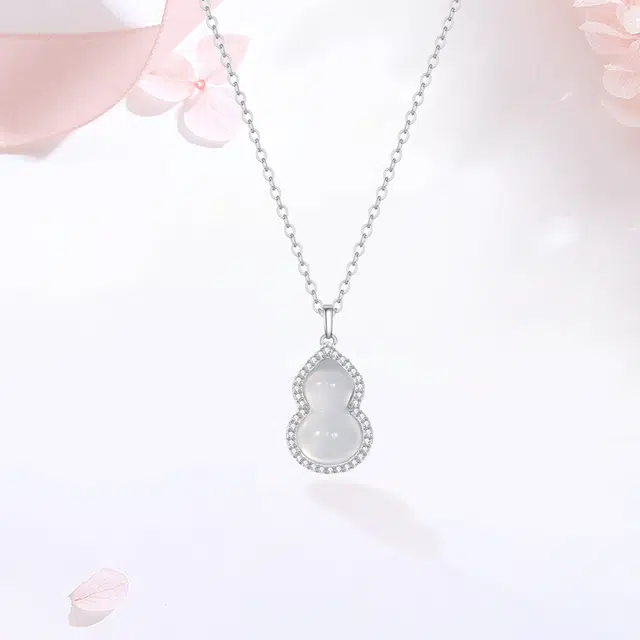 【S925银|精选高品质】 金师傅 福禄双全锁骨链  吉祥如意 招财纳福葫芦新中式气质简约百搭 小众轻奢设计高级感#好运 玉髓 项链 女款