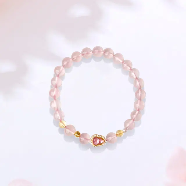 【甄选高品质】 金师傅 葫芦转运珠串珠 福禄双全招财纳福 粉嫩甜美气质优雅千金清冷感 小众高级百搭显白好运 粉水晶 手串 女款