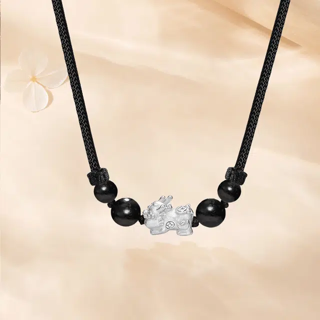 【S999足银|甄选高品质】 金师傅 招财纳福貔貅套装  财运亨通时来运转 新中式国潮气质简约百搭小众高级 檀木 木作手串 男女同款情侣款