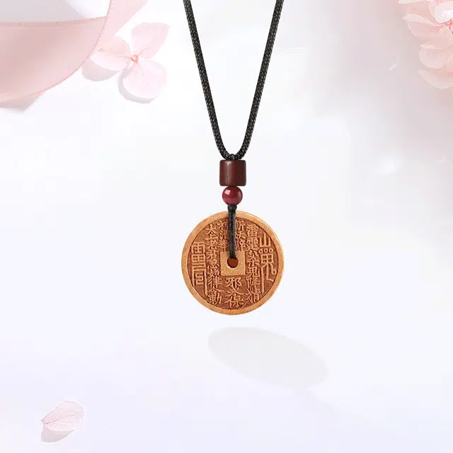 【诸事顺利&精品】 金师傅 山鬼花钱平安扣吊坠 财源滚滚新中式复古民族风特色挂件简约百搭#好运 桃木 项链 男女同款情侣款