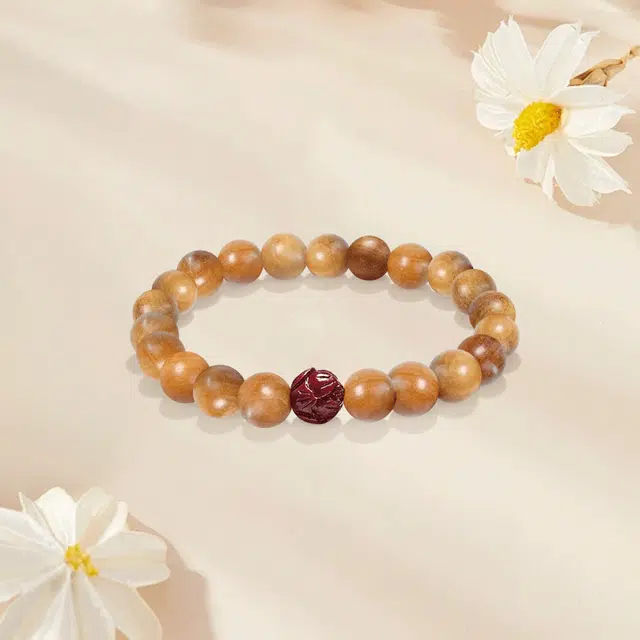 金师傅 好运莲莲 精准桃花 新中式平安扣 小众佛珠手饰 国风国潮文玩串珠 万里上岸招财衲福 单圈 桃木 手串 男女同款情侣款