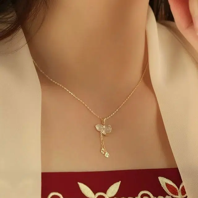 【精选高品质|S999足银】 金师傅 福禄双全流苏吊坠 福气满满葫芦招财纳福 新中式国潮复优雅气质简约日常百搭#好运 玉髓 项链 女款