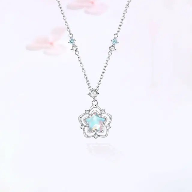 【S925银|甄选高品质】 金师傅 海洋之心套装 转运珠梦幻蓝色系轻奢小众锁骨链时尚精致气质简约百搭少女感#好运 玻璃猫眼 项链 女款