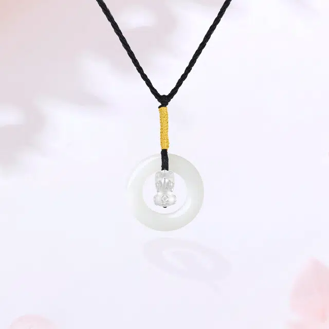 【甄选高品质|招财纳福】 金师傅 貔貅平安扣吊坠 财运亨通平安喜乐新中式国潮复古 简约百搭小众高级#好运 白玉菩提 项链 男女同款情侣款