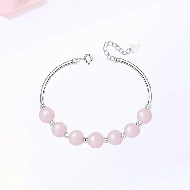 【S925银|精选高品质】 金师傅 招桃花时来运转串珠 粉嫩时尚韩系精致 小清新气质甜美优雅百搭少女心 小众轻奢高级#好运 玉髓 手链 女款