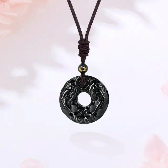 【限量赠·最佳爸爸证|精选高品质】 金师傅 貔貅平安扣 招财纳福平安喜乐万事如意 新中式国潮百搭高级#好运 黑曜石 项链 男女同款情侣款