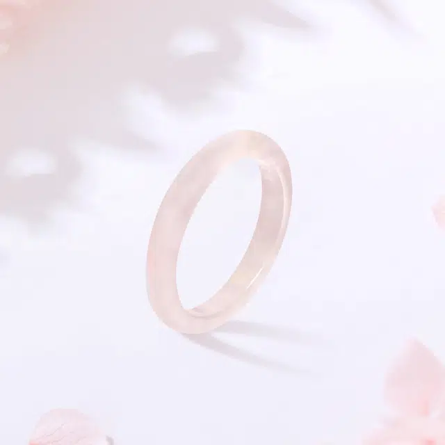 金师傅 粉晶素圈指环 节节高升新中式国风日常古风优雅通勤文艺佩戴 水晶 玉石戒指 男女同款情侣款