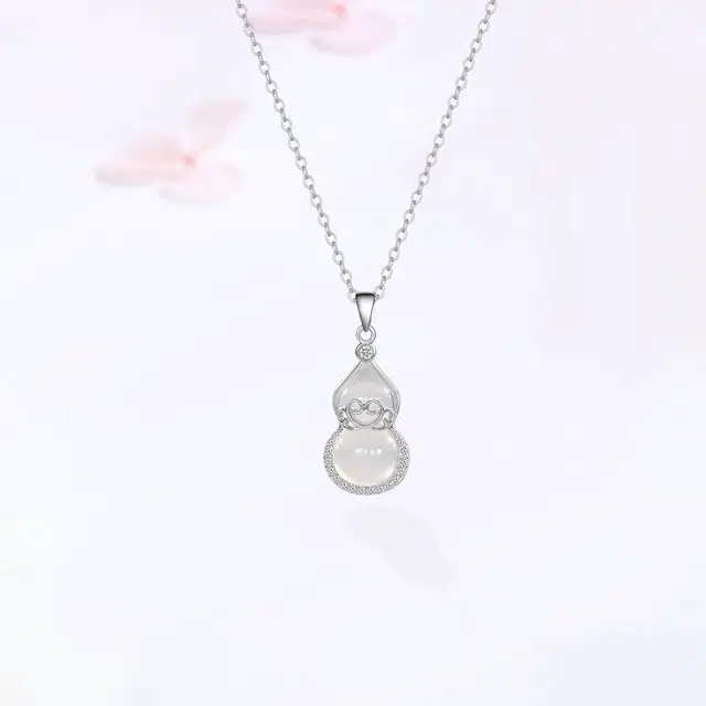 【S925银|精选高品质】 金师傅 福禄双全锁骨链 招财纳福葫芦 新中式国潮精致气质优雅简约百搭 小众轻奢高级#好运 玉髓 项链 女款
