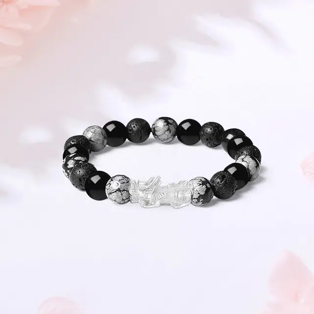 【限量赠·最佳爸爸证|S999足银高品质】 金师傅 招财貔貅 八方来财 财运亨通新中式国潮气质百搭高级#好运 黑曜石 手串 男女同款情侣款