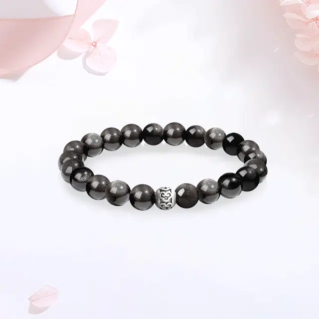 【S999足银|精选高品质】 金师傅 时来运转 财运亨通 新中式国潮招财纳福 时尚简约百搭气质小众高级#好运 黑曜石 手串 男女同款情侣款