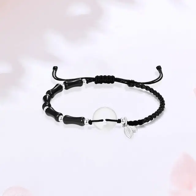 【S999足银|甄选高品质】 金师傅 如意平安扣套装 节节高升竹报 招财好运新中式国潮高级简约百搭#好运 玉髓 项链 男女同款情侣款