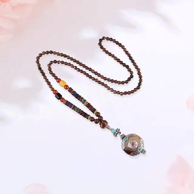 【甄选高品质】 金师傅 藏饰平安福 佛珠古韵流年吉祥如意 新中式国潮复古长款气质文玩民族风吊坠 鸡翅木 项链 男女同款情侣款