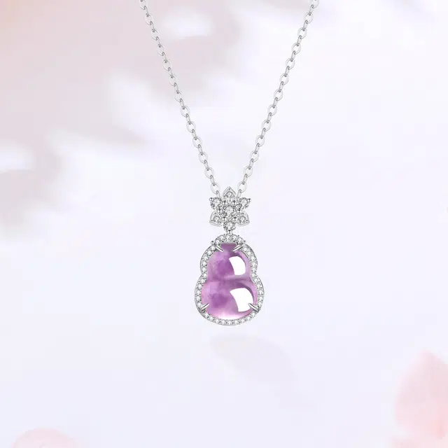 【甄选高品质】 金师傅 福禄葫芦吊坠 招财纳福 满钻爆闪时尚精致清冷感贵气千金风小众轻奢高级简约百搭#好运 紫水晶 项链 女款