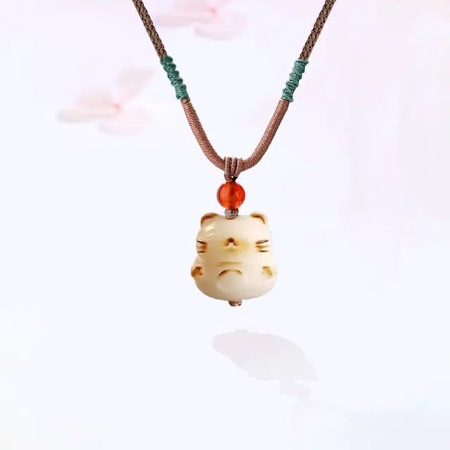 【招财猫|甄选高品质】 金师傅 炭烧猫咪吊坠 萌趣可爱创意独特 新中式小众简约高级日常小清新时尚气质#好运 菩提根 项链 男女同款情侣款