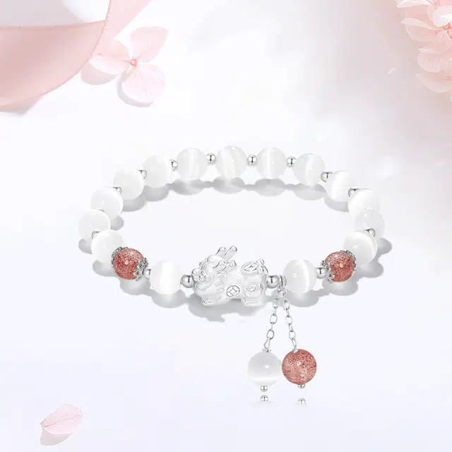 【S999足银|甄选高品质】 金师傅 貔貅流苏 招财纳福时来运转 财运亨通新中式国潮气质百搭小众高级#好运 玻璃猫眼 手串 男女同款情侣款