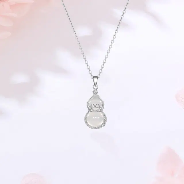 【S925银|精选高品质】 金师傅 福禄双全锁骨链 招财纳福葫芦 新中式国潮精致气质优雅简约百搭 小众轻奢高级#好运 玉髓 项链 女款