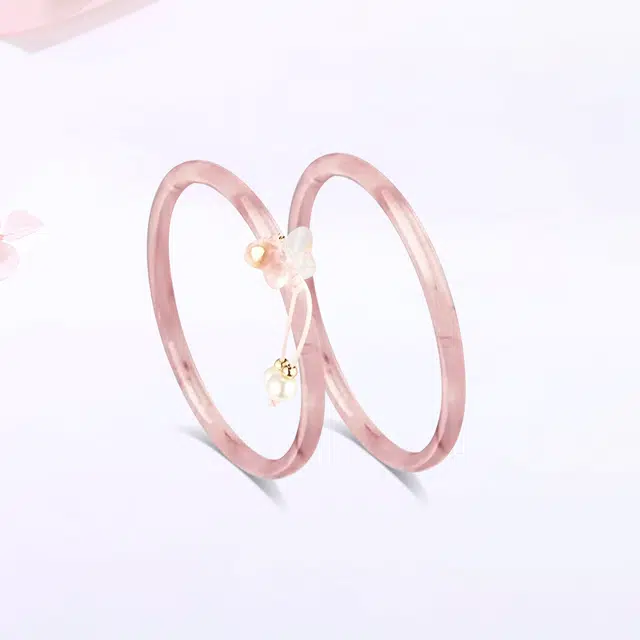 【精选高品质】 金师傅 干枯玫瑰蝴蝶双层叠戴 一步一响新中式森系梦幻气质优雅甜美百搭 小众轻奢设计高级#好运 琉璃 手镯 女款