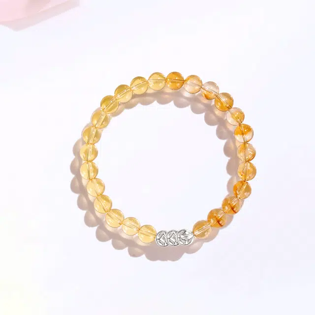 【S925银|甄选高品质】 金师傅 钱币串珠 招财纳福时来运转 财运亨通新中式国潮气质百搭小众高级#好运天然 黄水晶 手串 男女同款情侣款