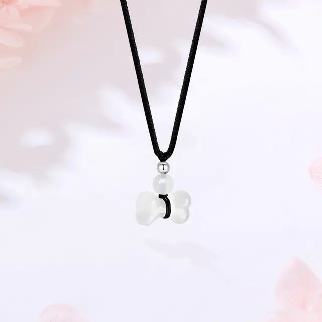 【甄选高品质|吃定你】 金师傅 猫狗日记 清透立体猫耳平安扣骨头 创意萌趣可爱招财猫清新百搭小众高级 白玉菩提 项链 男女同款情侣款