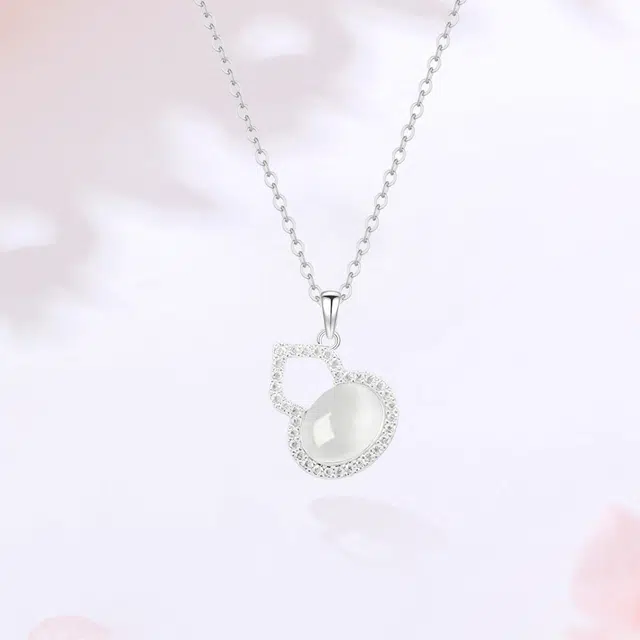【S925银|甄选高品质】 金师傅 镂空葫芦吊坠 福禄双全招财转运 新中式气质优雅简约百搭小众轻奢高级清冷感#好运 玉髓 项链 女款