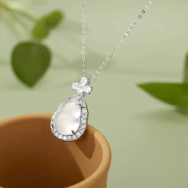 【S925银|甄选高品质|福财相伴】 金师傅 福禄葫芦吊坠 招财纳福 新中式气质满钻古风优雅大方 小众轻奢高级#好运 玉髓 项链 女款