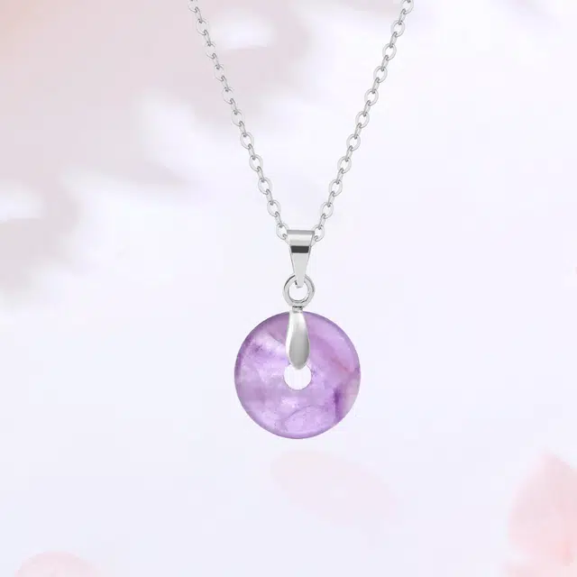 【S999足银|甄选高品质】 金师傅 平安扣吊坠 吉祥如意 平安顺遂新中式国潮气质 简约百搭小众轻奢高级#好运 紫水晶 项链 男女同款情侣款