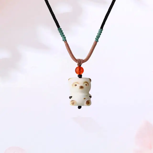 【可爱万岁|甄选高品质】 金师傅 炭烧小熊吊坠 招财转运 萌趣可爱创意独特气质小众简约高级仪式感礼#好运 菩提根 项链 男女同款情侣款