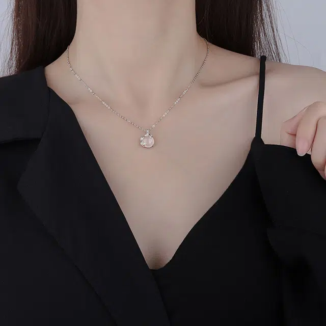 【高品质|S999足银】 金师傅 梅花锁骨链 梅你不行新中式国潮风清透感 复古气质简约轻奢百搭通勤高级简约日常#好运 玉髓 玉石项链 女款