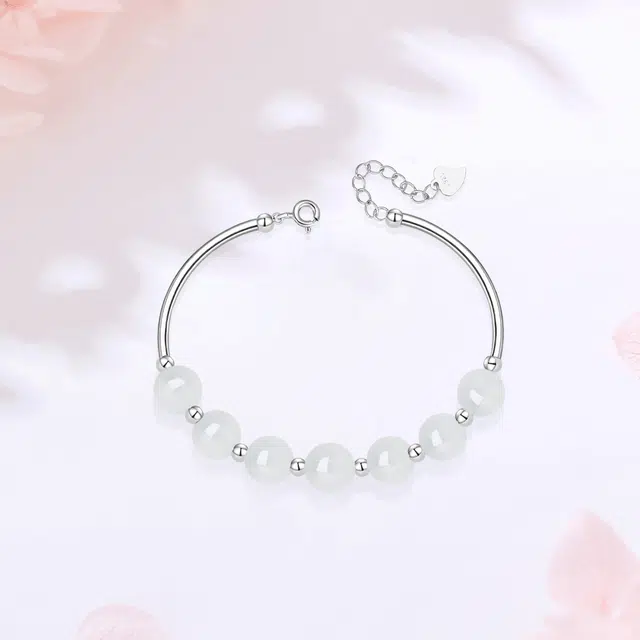 【S925银|精选高品质】 金师傅 白月光时来运转串珠 时尚韩系高级感精致小清新气质优雅百搭 小众轻奢设计高级#好运 玉髓 手链 女款