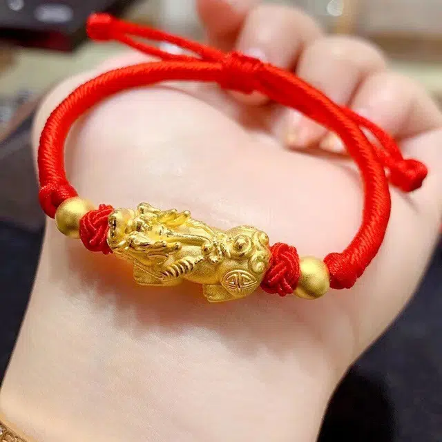 倾爱 貔貅编织可调节大小 足金 一口价 黄金手链 女款
