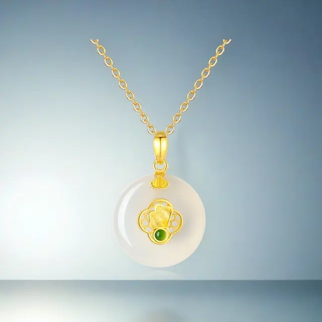 倾爱 平安扣 新中式 轻奢锁骨链 玉髓 玉石项链 女款
