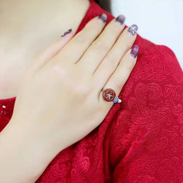 倾爱 福禄吉祥 平安喜乐 新中式莲花 小众设计优雅#好运天然 玛瑙 戒指 女款