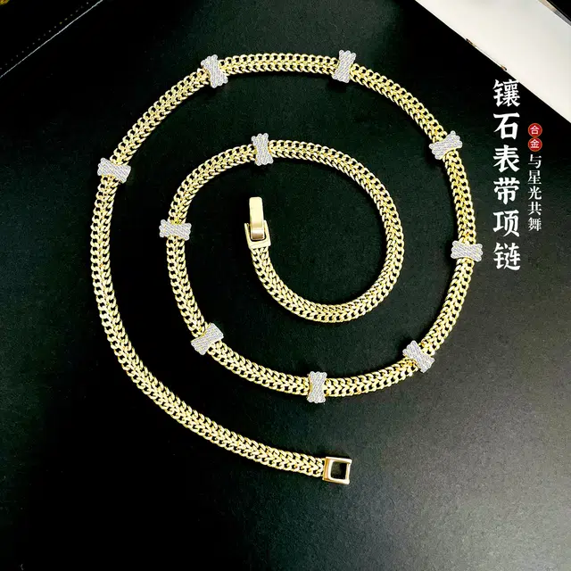 倾爱 镶石表带小众高级感气质颈链锁骨链饰品 合金 项链 女款