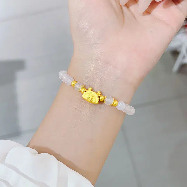 倾爱 转运珠 白玛瑙足金 按克计价 黄金手串 女款