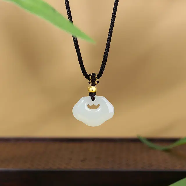 倾爱 祥云平安扣 时来好运 转运金珠项坠 黑绳编绳 民族风小众设计 和田玉项链 青玉 男女同款情侣款