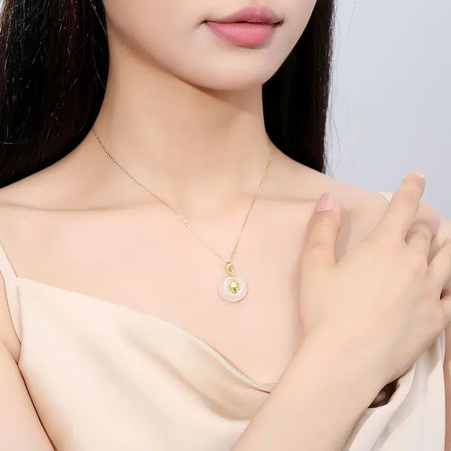 倾爱 平安扣 新中式 轻奢锁骨链 玉髓 玉石项链 女款