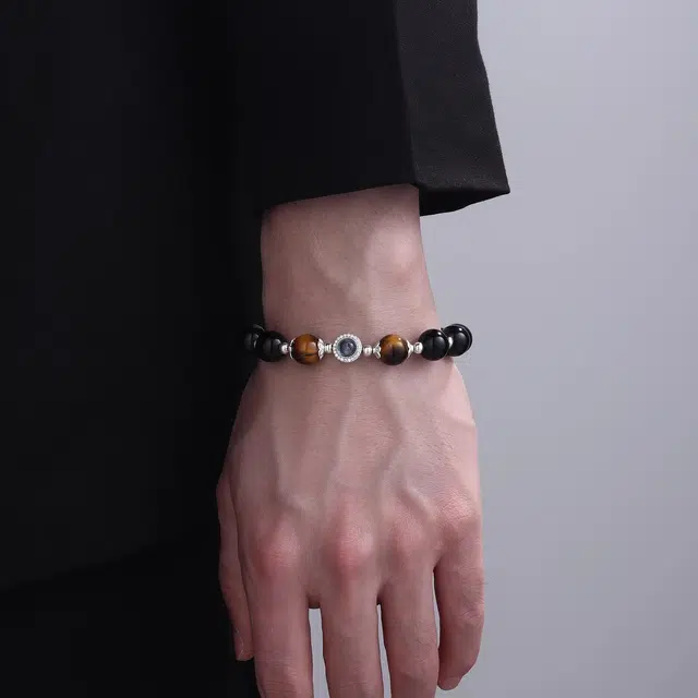 倾爱 珠珠 新中式潮酷高级感手饰#好运天然 虎眼石 手串 男款