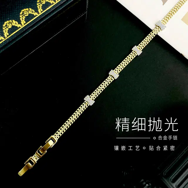 倾爱 镶石表带设计感小众复古手饰 合金 手链 女款
