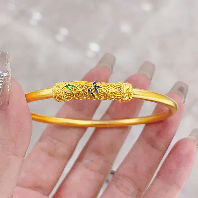倾爱 心兰 新中式民族风精致轻奢饰品 古法工艺 足金 按克计价 黄金手镯 女款