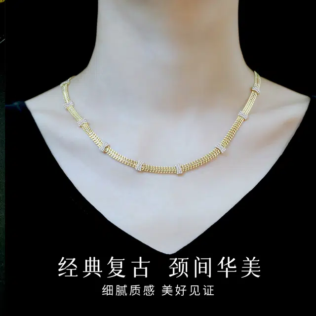 倾爱 镶石表带小众高级感气质颈链锁骨链饰品 合金 项链 女款