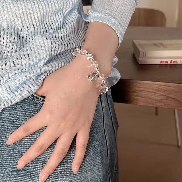 倾爱 简约幸运字牌 小众设计 白水晶 手串 女款