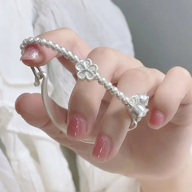 倾爱 古法铃兰花 桃花半镯 足银 手链 女款